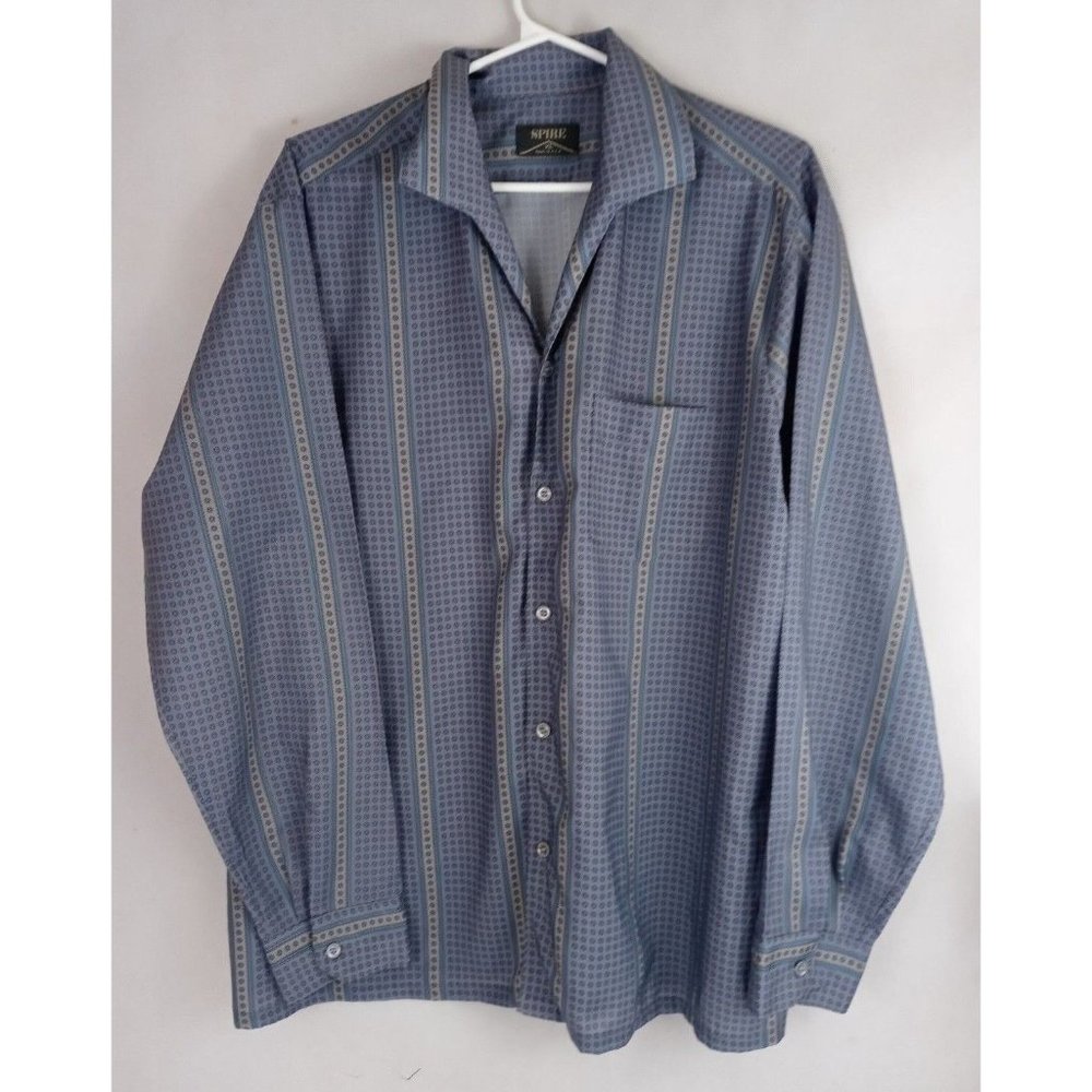 Vintage 70's Spire Men's Casual Dress Shirt With Geometric Designs Size XL
